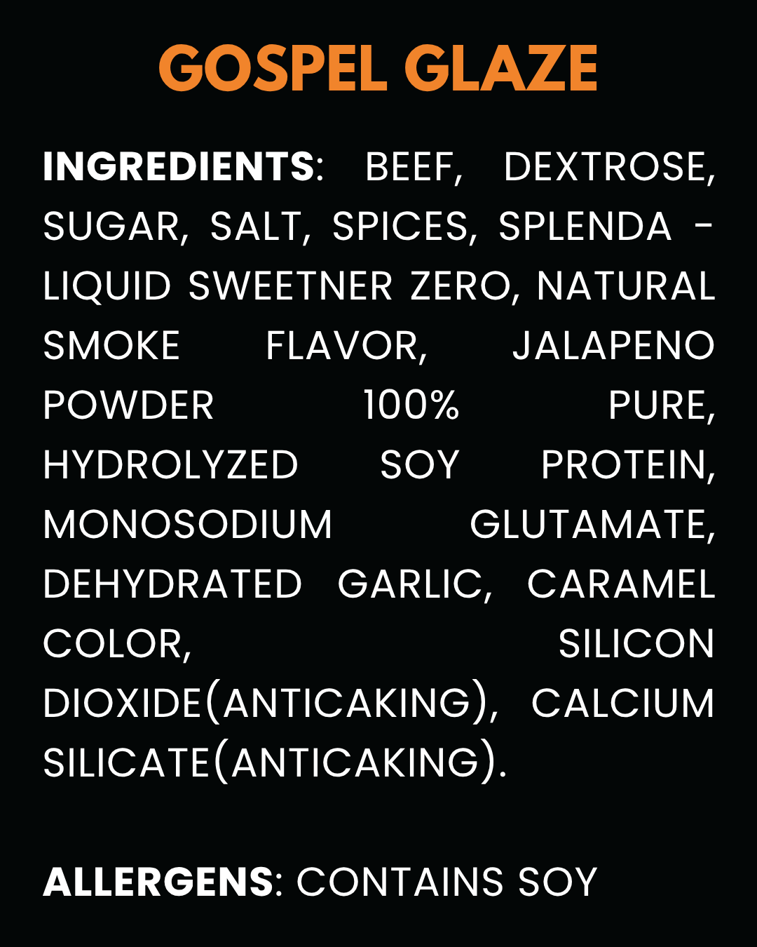 GOSPEL GLAZE INGREDIENTS